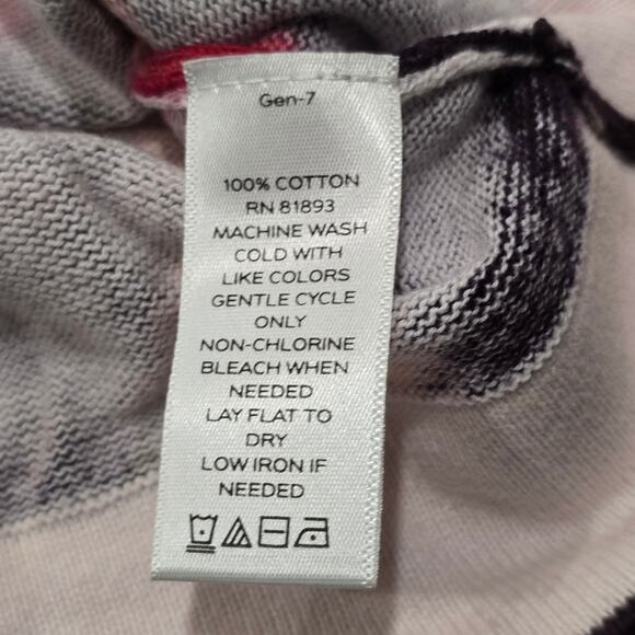 Isaac Mizrahi Live! Red Purple Floral Print V Neck Long Button Cardigan Sweater - Picture 4 of 8